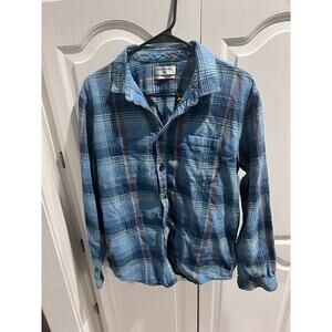 Billabong Men’s Coastline Flannel Shirt Blue Plaid Core Fit Stretch Size L